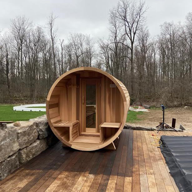 Smartmak® 6-8 people Oversized Panoramic View Barrel sauna Traditional Outdoor Steam Sauna - Barrel 7