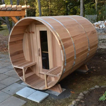 7' × 8' Oversized Panoramic View Barrel sauna, for 6-8 people