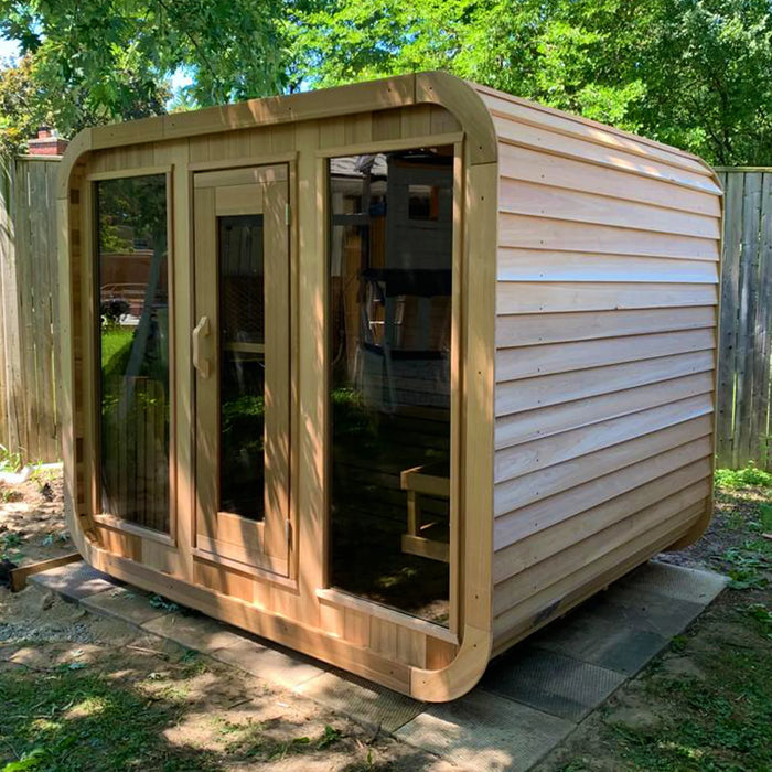 Smartmak® 4 People Wood Outdoor Square Sauna Room - Square 1