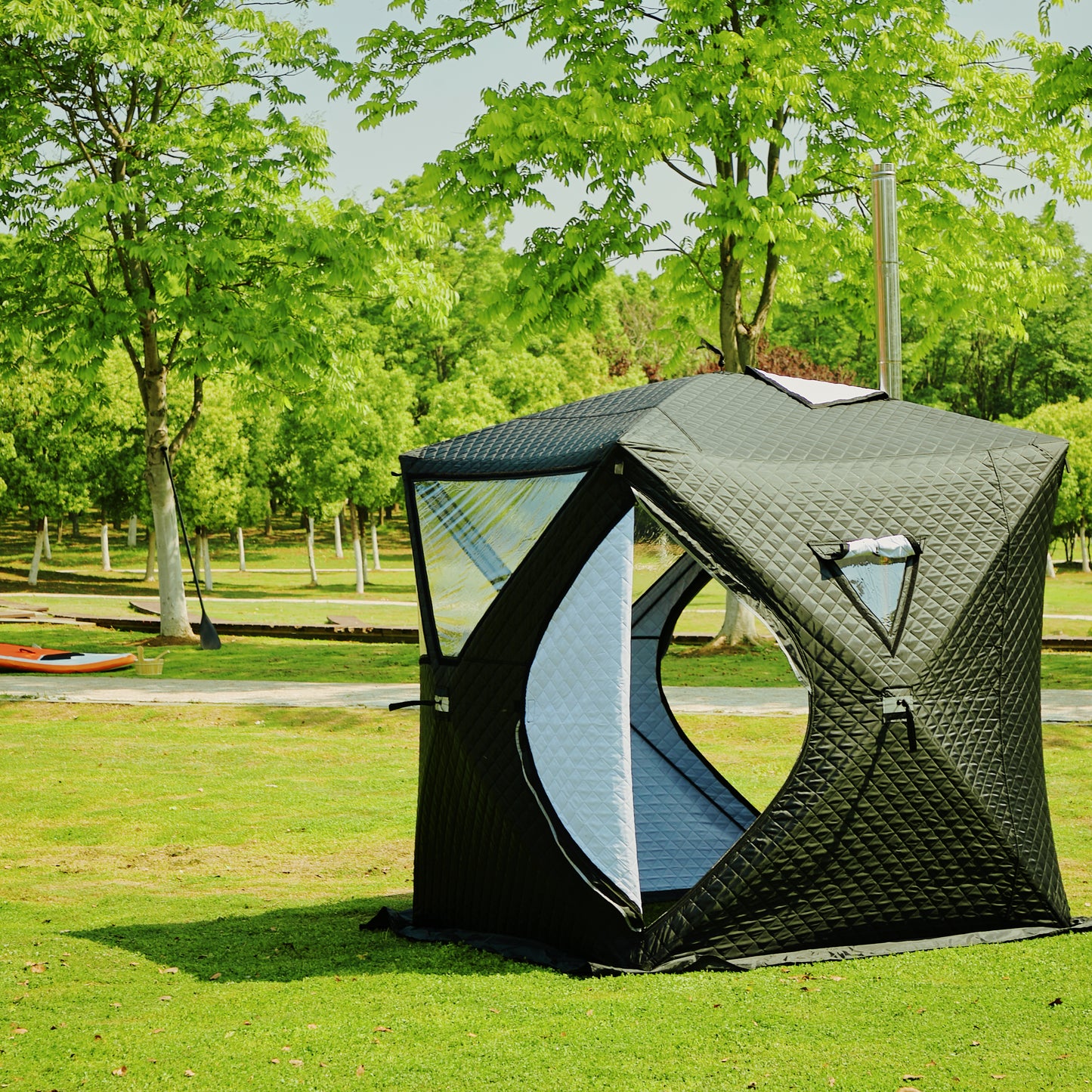 New Outdoor Portable 3-4person Sauna Tent With Wood Burning Stove