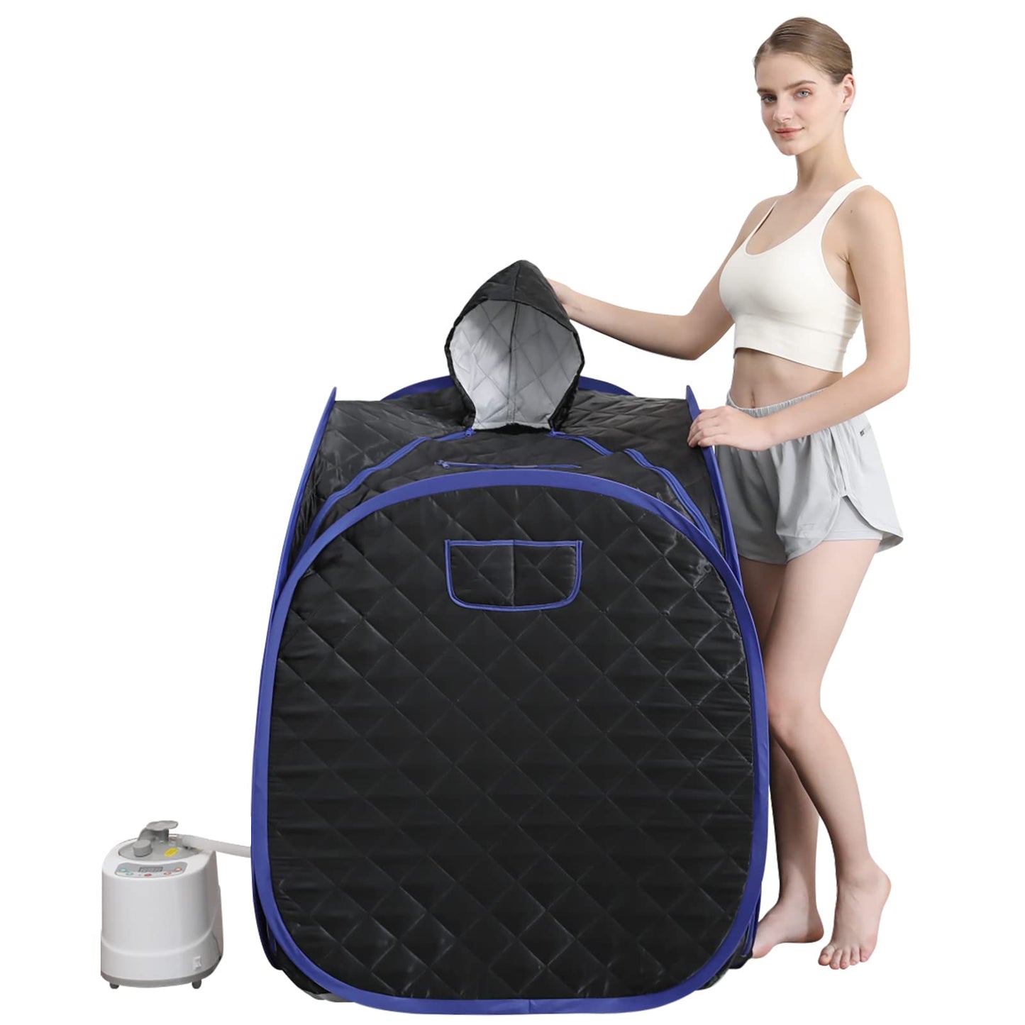 Smartmak Portable Steam Sauna Kit, Include Tent with Hat and 2L Steamer