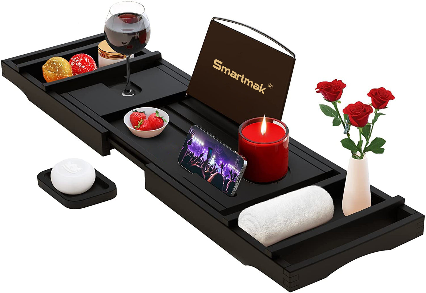 Smartmak Natural Bamboo Bathtub Caddy