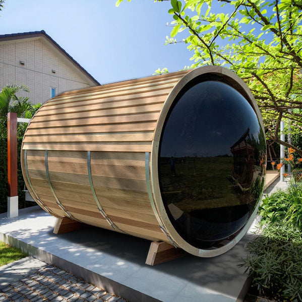 Smartmak® Barrel Sauna With Panoramic View Window Nature 1 (In stock)