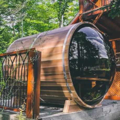 Smartmak® Outdoor Steam Sauna Barrel Sauna With Panoramic View Window - Barrel 5