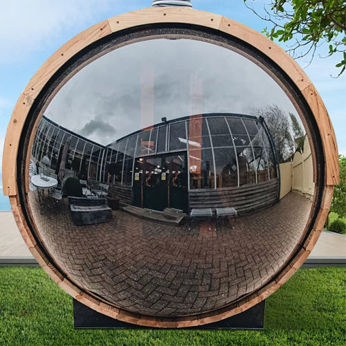 Smartmak® Outdoor Steam Sauna Barrel Sauna With Panoramic View Window - Barrel 6