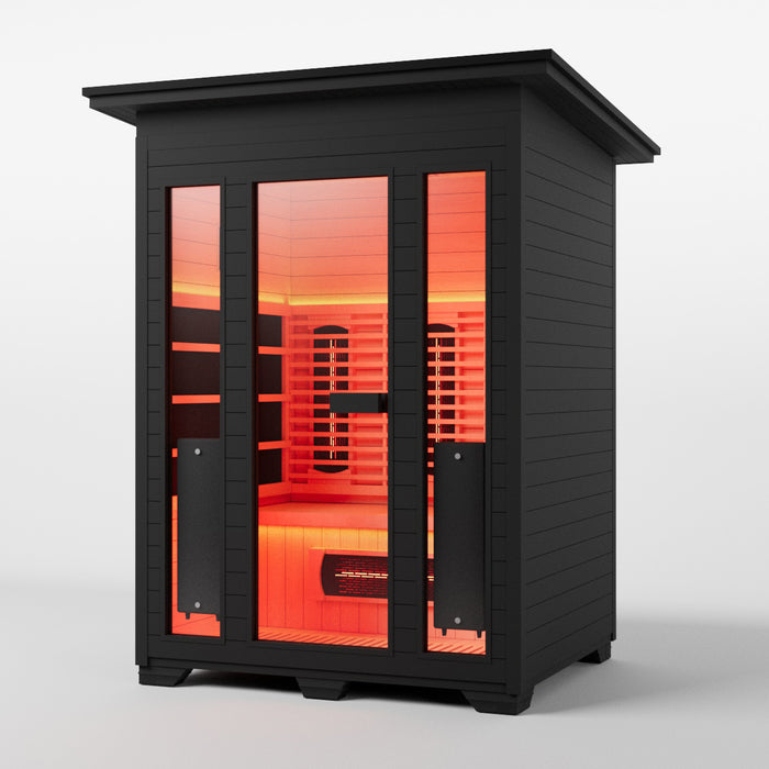 Smartmak 2-3 Person Outdoor Full-spectrum Infrared Sauna with Red Light Therapy - Black 1