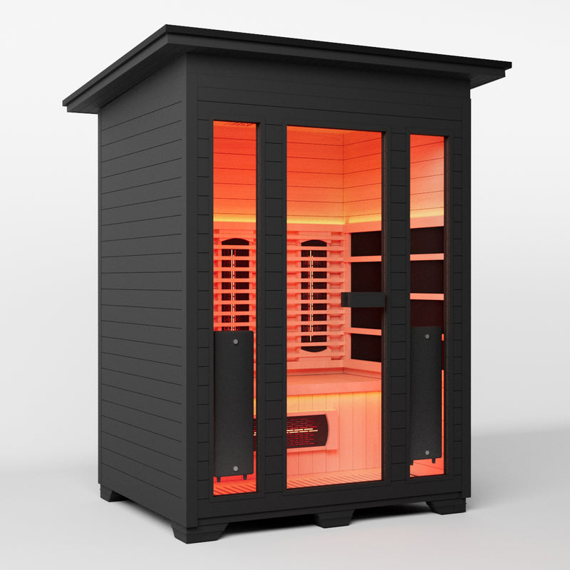 Smartmak 2-3 Person Outdoor Full-spectrum Infrared Sauna with Red Light Therapy - Black 1
