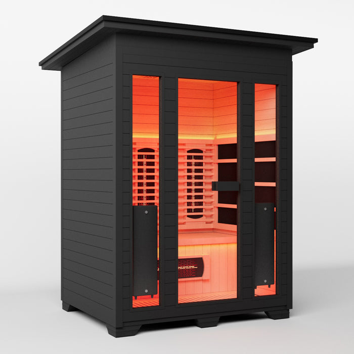 Smartmak 2-3 Person Outdoor Full-spectrum Infrared Sauna with Red Light Therapy - Black 1