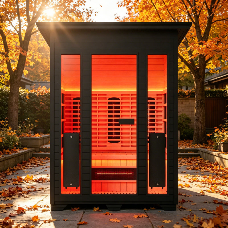 Smartmak 2-3 Person Outdoor Full-spectrum Infrared Sauna with Red Light Therapy - Black 1