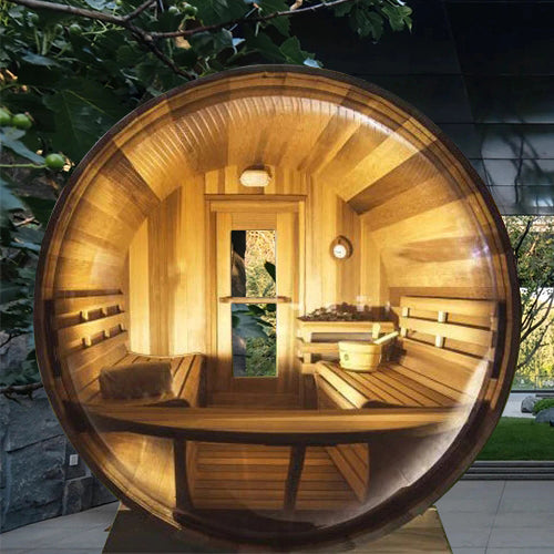 Smartmak® 4 People Barrel Sauna With Panoramic View Window - Barrel 4