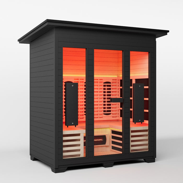 Smartmak 3-4 Person Outdoor Full-spectrum Infrared Sauna with Red Light Therapy - Black 2