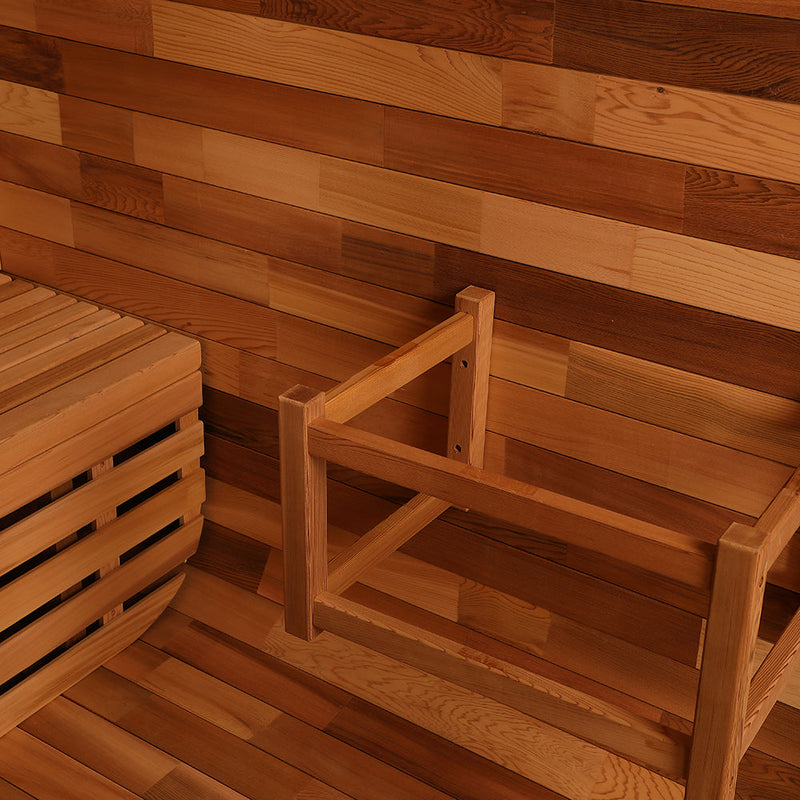 Smartmak 6-8 Person Outdoor Traditional Sauna with Panoramic Glass and Integrated Lounge/Changing Area - Square 3