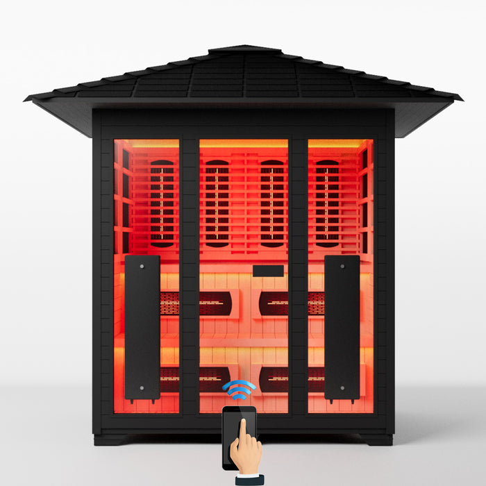 Smartmak 4-6 Person Outdoor Full-spectrum Infrared Sauna with Red Light Therapy - Black 3