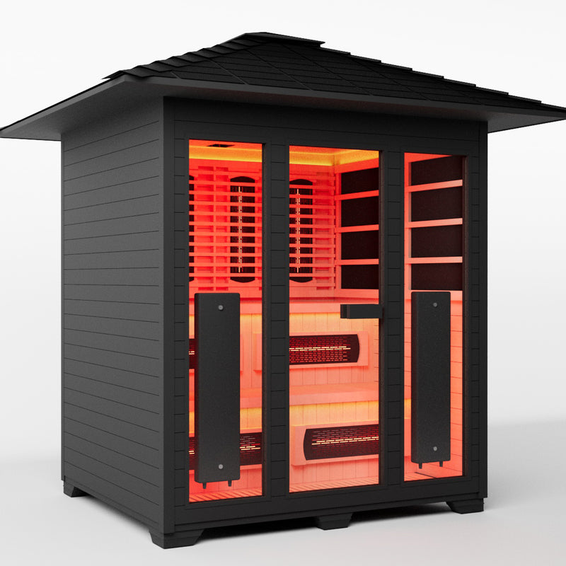 Smartmak 4-6 Person Outdoor Full-spectrum Infrared Sauna with Red Light Therapy - Black 3