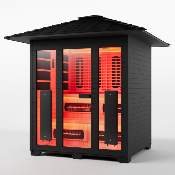 Smartmak 4-6 Person Outdoor Full-spectrum Infrared Sauna with Red Light Therapy - Black 3