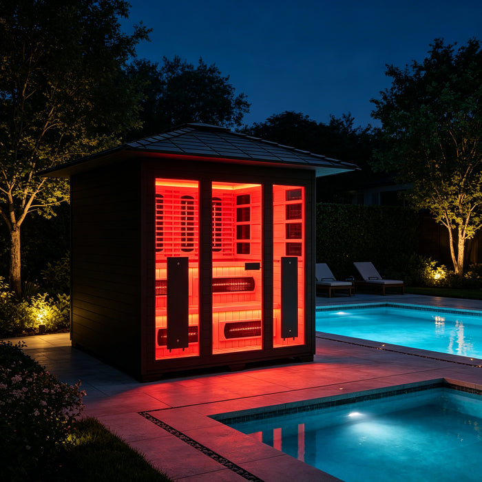 Smartmak 4-6 Person Outdoor Full-spectrum Infrared Sauna with Red Light Therapy - Black 3