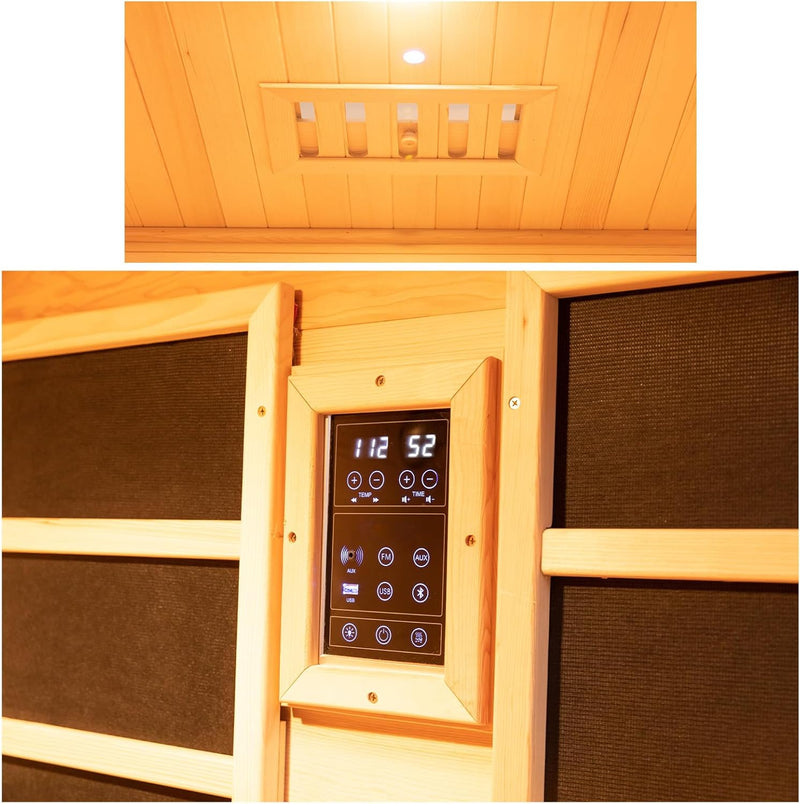 Wood Home Hybrid Sauna Room for 2 Person, Far Infrared & Steam Dual System | Indoor Traditional Saunas