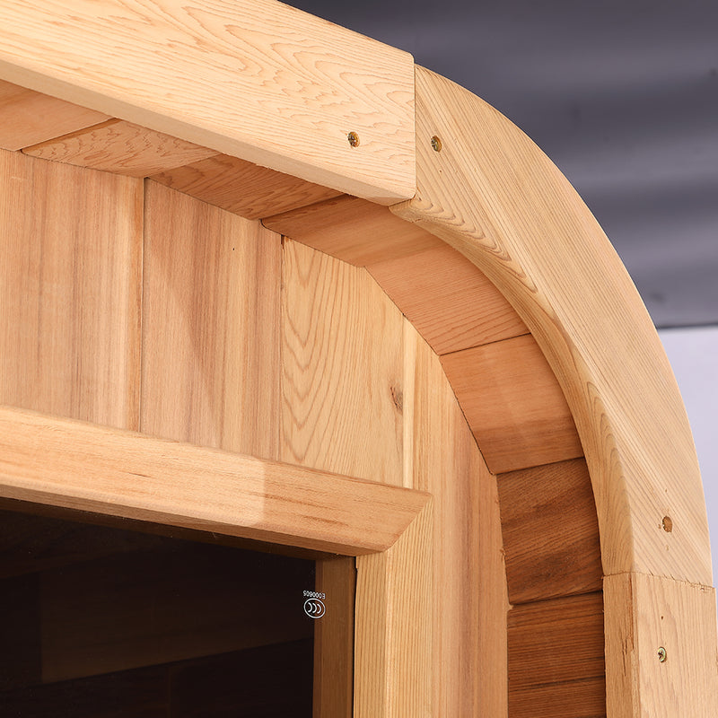 Smartmak 6-8 Person Outdoor Square Steam Sauna Featuring a Panoramic Glass Wall - Square 2