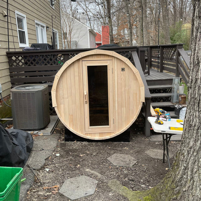 Smartmak® Canadian Hemlock/Red Cedar Outdoor Barrel Sauna - Barrel 4