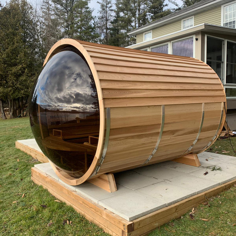 Smartmak® 4 People Barrel Sauna With Panoramic View Window - Barrel 4