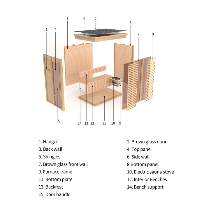 Smartmak® Modern Box Outdoor Sauna Outdoor Traditional Steam - Box 2