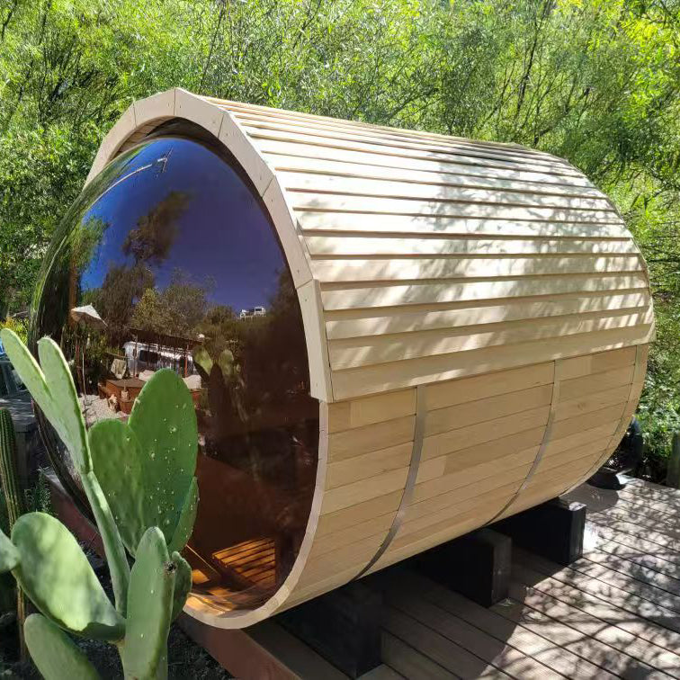 Smartmak® 4 People Barrel Sauna With Panoramic View Window - Barrel 4