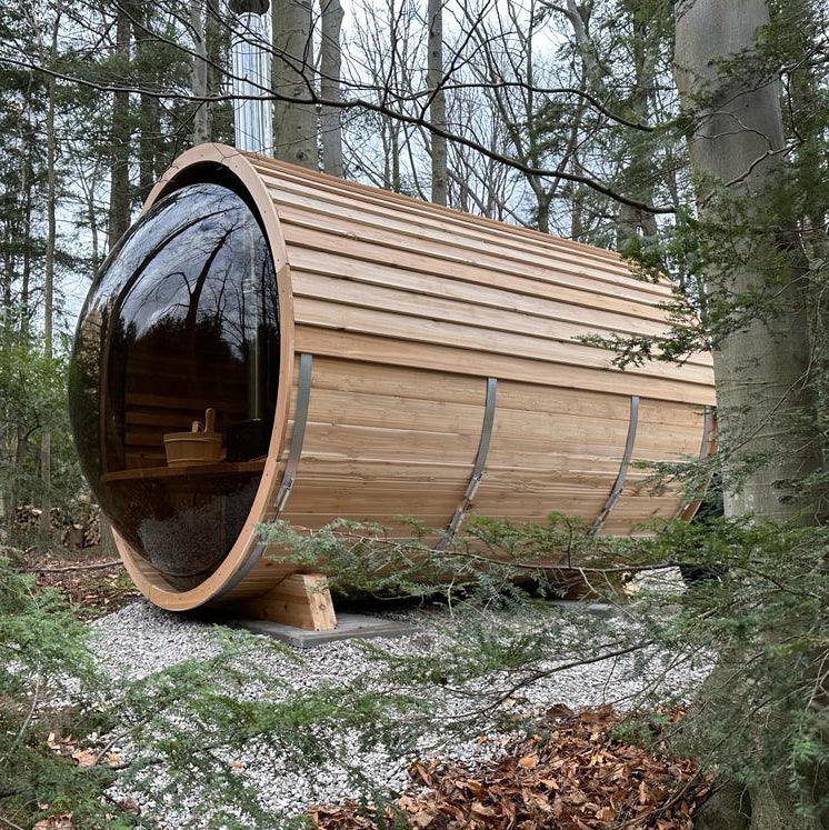 Smartmak® 4 People Barrel Sauna With Panoramic View Window - Barrel 4
