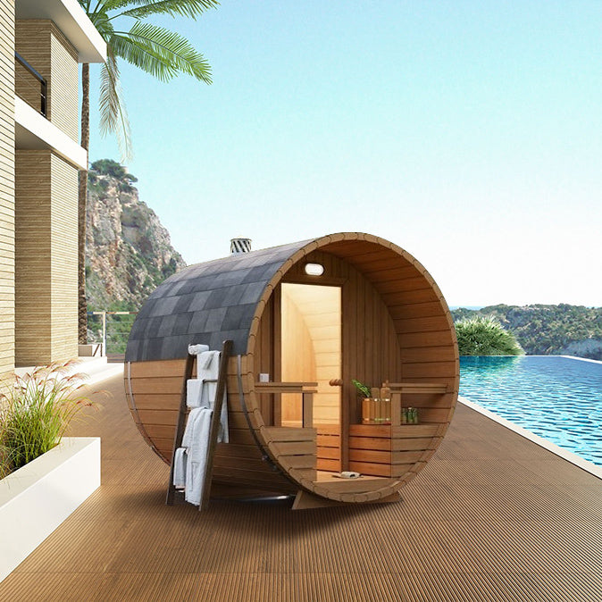 Smartmak® Outdoor Barrel Sauna With Glass Window Nature 6 (Including Shipping and Installation)