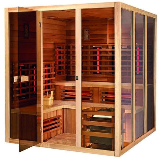 Solid Hemlock Wooden Infrared Spa Sauna Steam Room 6KW For 5 Person