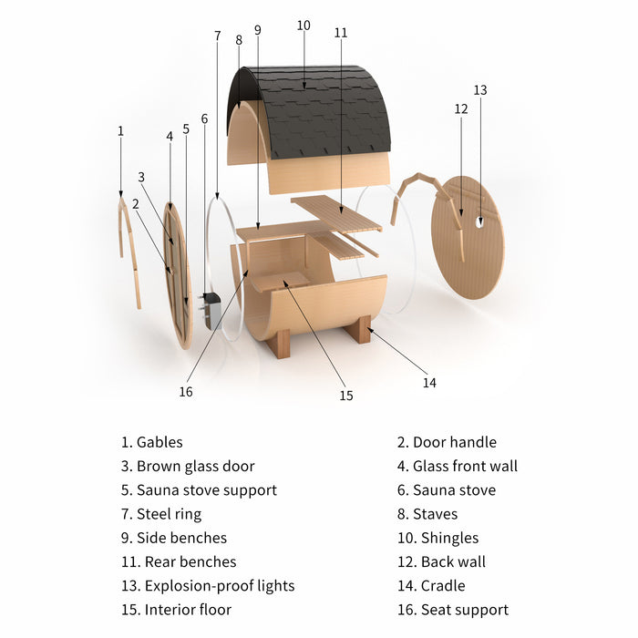 Smartmak® 3-4 Person Outdoor Barrel Sauna - Barrel 8